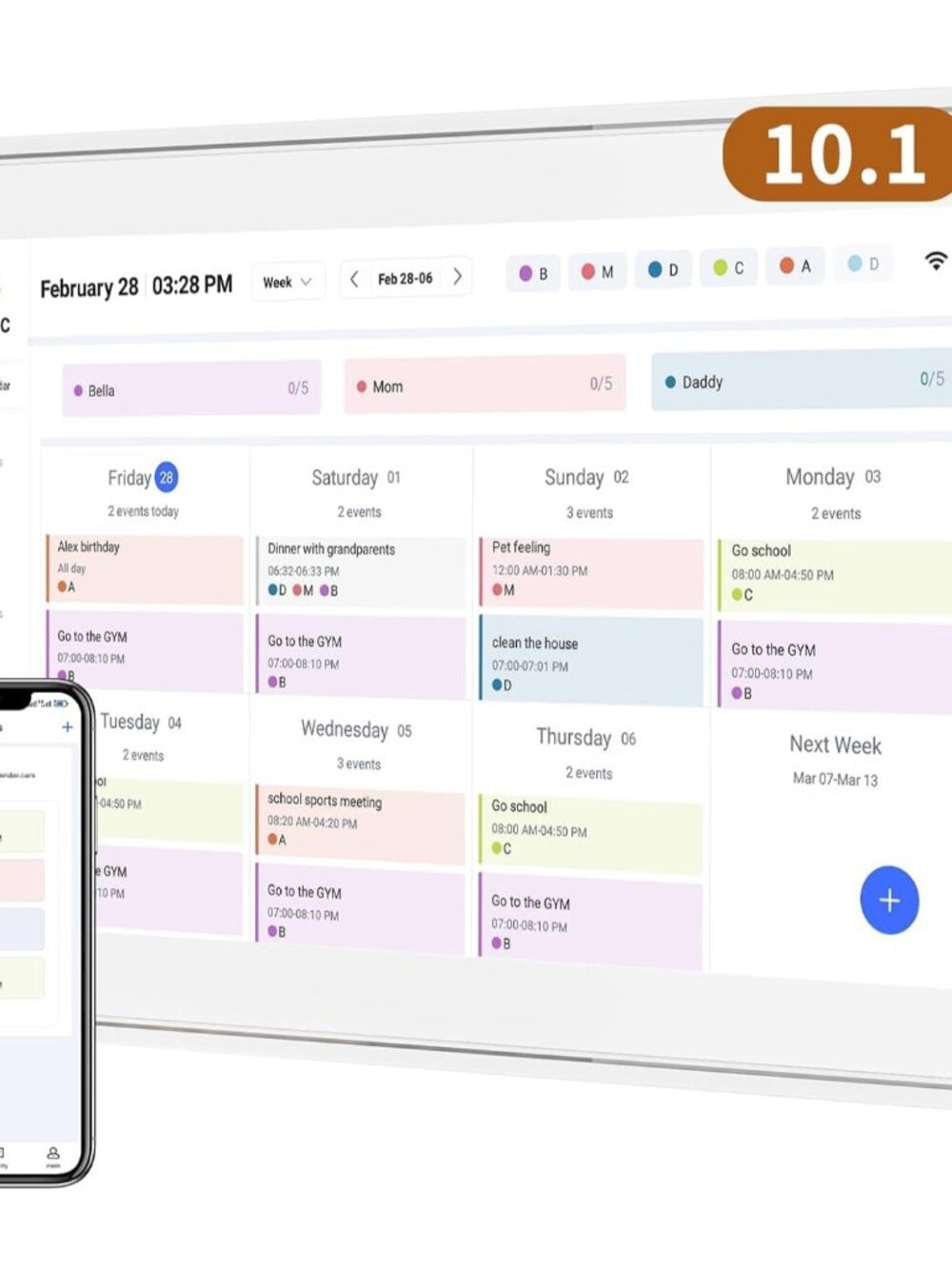 Calendar 10.1 Inch Digital Calendar & Chore Chart, Smart Touchscreen Interactive